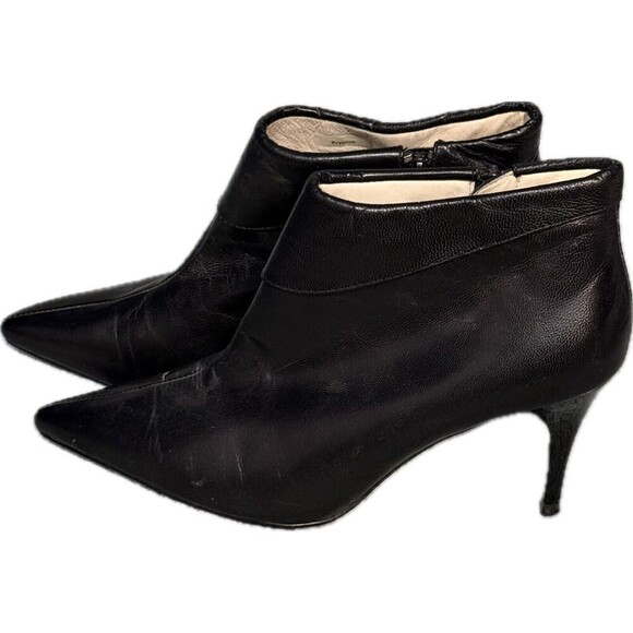 Andrew Geller Krypton Ankle Boots Black Leather Pointed Toe Sz 7 M - Picture 2 of 7